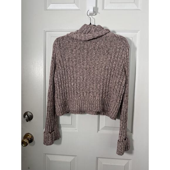 Free People Sweater Womens Small Pink Purple Cowl Neck Chunky Knit Pullover Boho - Picture 7 of 7